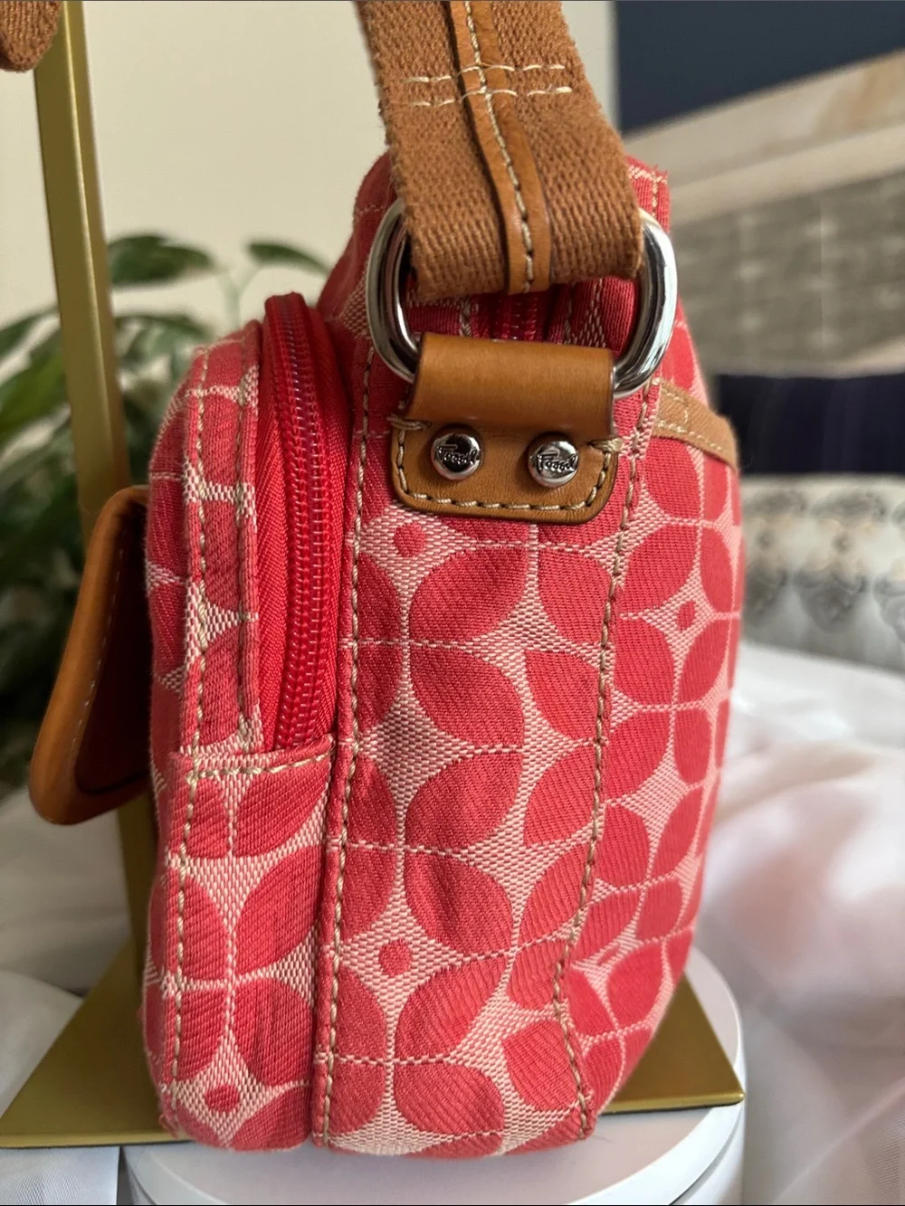 Vintage Fossil Signature Canvas Crossbody